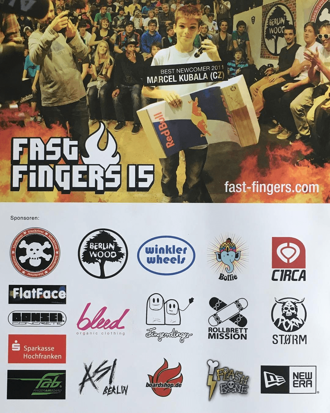 Fast Fingers 15 (2012) flyer — sponsor wall.